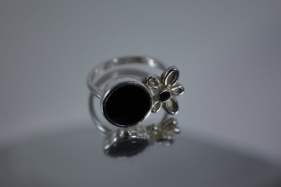 Dark Bloom Onyx & Spinel Ring / UK Size S / US Size 9.25